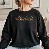 Humorous Dachshund Holiday Sweater, Christmas Dachshund Sweatshirt, Retro Wiener Dog Sweatshirt, Adorable Doxie Pet Lover Crewneck Sweatshirt