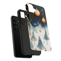 Snowy Winter Night Cover, Watercolor Christmas Tree Samsung Galaxy Phone Case, Holiday Tough Phone Case, Festive Xmas Present for Her
