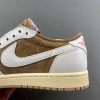 Low Top Sneakers, Khaki White Pink Colorway, Reverse Hook Design, Lace Up Design, Casual Gift for Sneaker Fans