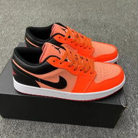Low Top Basketball Shoes, Black Orange Colorway, Lace Up Design, Casual Gift for Shoe Lovers