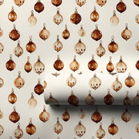 Watercolor Christmas Wrapping Paper, Neutral Bauble Wrapping Paper, Beige Ornament Holiday Wrapping Paper, Rustic Winter Gift Wrap Roll