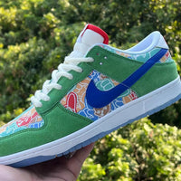 Low Top Sneakers, Green Blue Colorway, Lace Up Design, Casual Gift for Sneaker Fans