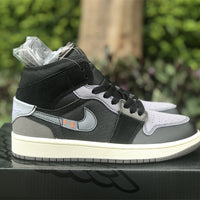 Mid Top Sneakers, Black Gray Colorway, Lace Up Design, Casual Gift for Sneaker Fans