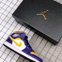 Mid Top Sneakers, White Purple Yellow Colorway, Lace Up Design, Casual Gift for Sneaker Fans