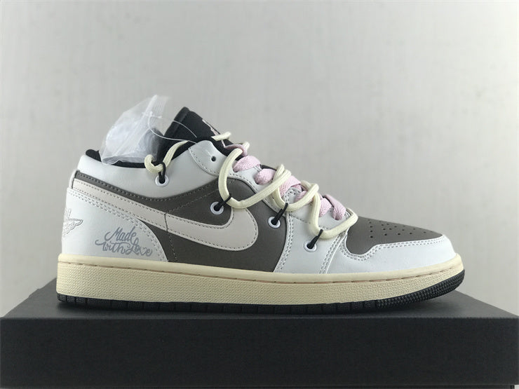 Low Top Sneakers, Gray White Colorway, Lace Up Design, Casual Gift for Sneaker Fans