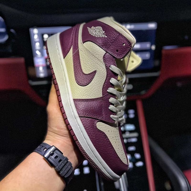 Mid Top Sneakers, Burgundy Khaki Colorway, Mismatched Colorway, Lace Up Design, Casual Gift for Sneaker Fans
