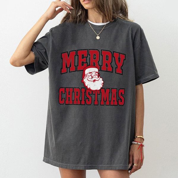 Retro Distressed Santa Shirt, Merry Christmas Santa T-Shirt, Vintage Holiday Graphic Tee, Christmas Family Shirt, Xmas Party 