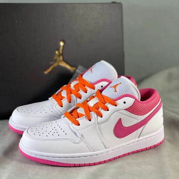 Low Top Sneakers, White Pink Colorway, Lace Up Design, Casual Gift for Sneaker Fans