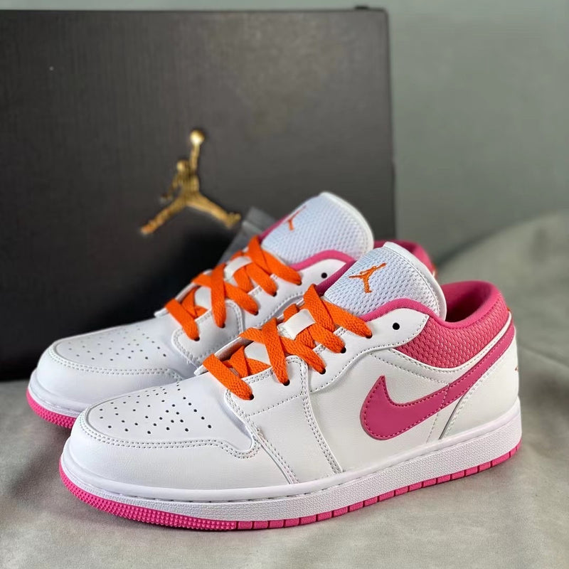 Low Top Sneakers, White Pink Colorway, Lace Up Design, Casual Gift for Sneaker Fans