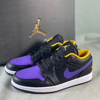 Low Top Sneakers, Black Yellow Purple Colorway, Lace Up Design, Casual Gift for Sneaker Fans