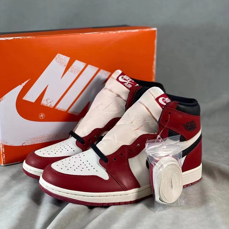 Basketball Shoes, White Red Colorway, Distressed, Retro, High Top, Lace Up Design, Distressed Finish, Casual Gift for Shoe Lovers