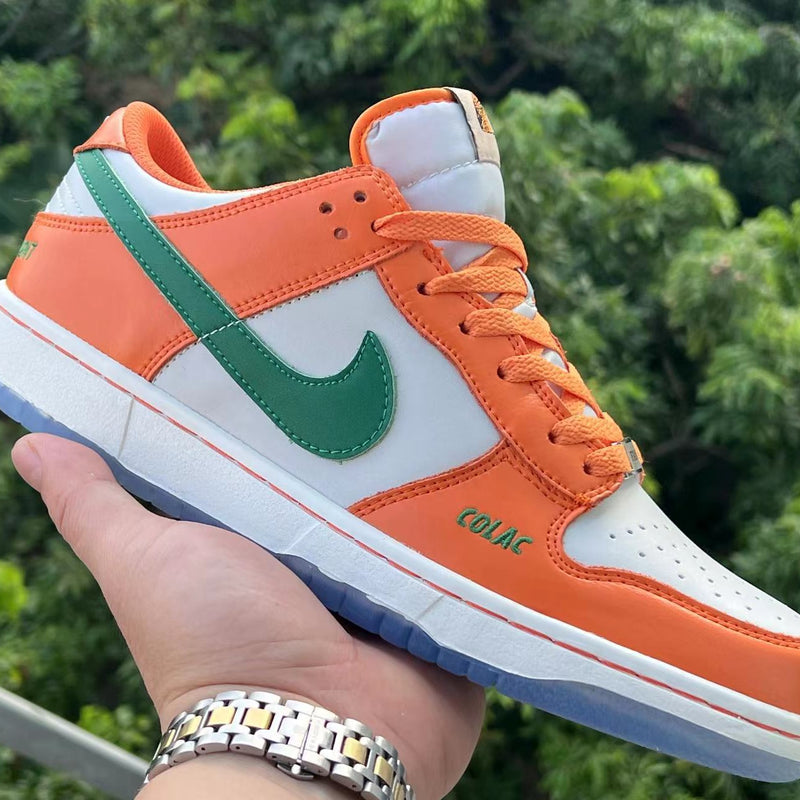 Low Top Sneakers, Orange Teal White Colorway, Lace Up Design, Casual Gift for Sneaker Fans