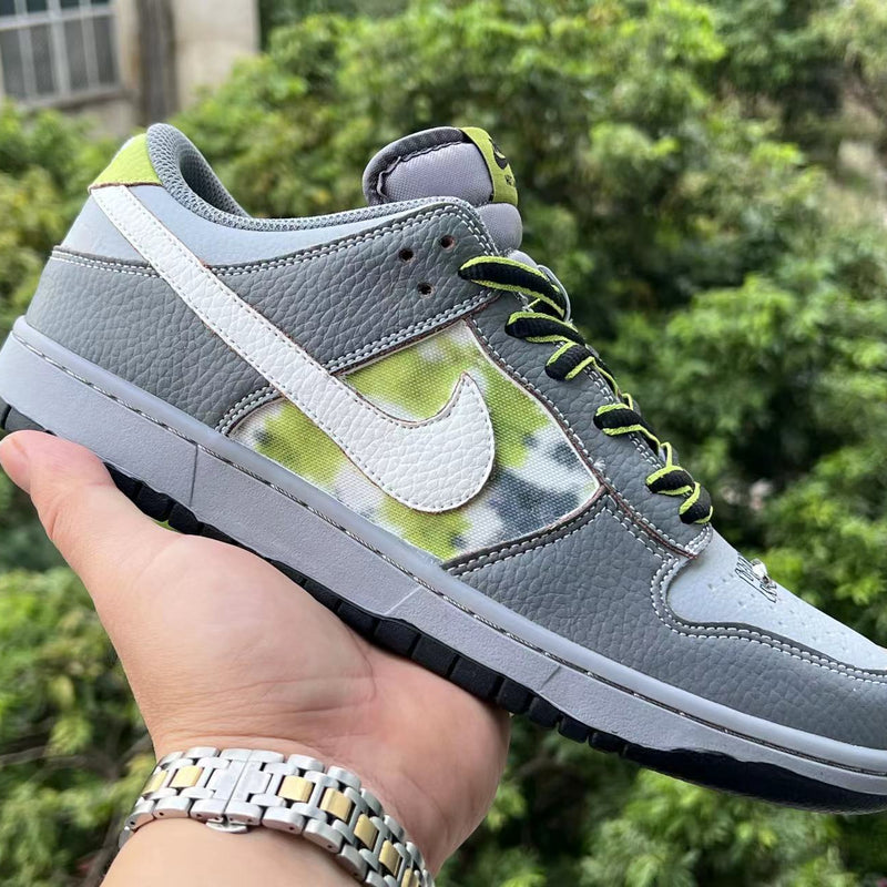 Low Top Sneakers, Gray Yellow Colorway, Lace Up Design, Casual Gift for Sneaker Fans