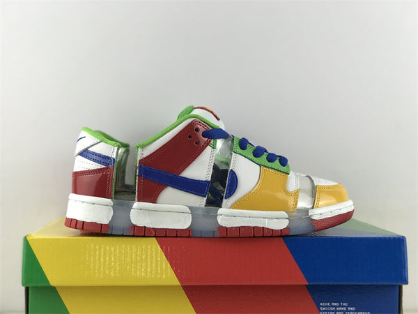 Low Top Sneakers, White Red Green Yellow Colorway, Lace Up Design, Casual Gift for Sneaker Fans