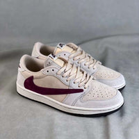 Basketball Shoes, White Burgundy Colorway, Reverse Hook Design, Lace Up Design, Casual Gift for Shoe Lovers