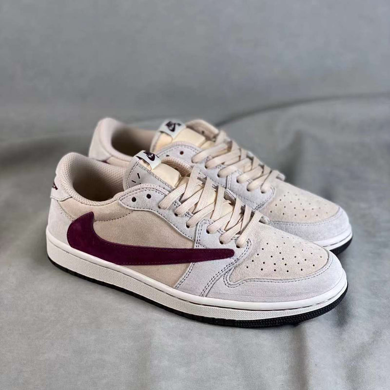 Basketball Shoes, White Burgundy Colorway, Reverse Hook Design, Lace Up Design, Casual Gift for Shoe Lovers