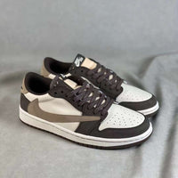 Basketball Shoes, Brown White Colorway, Reverse Hook Design, Lace Up Design, Casual Gift for Shoe Lovers