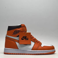 Sneakers, White Orange Colorway, Lace Up Design, Casual Gift for Sneaker Fans