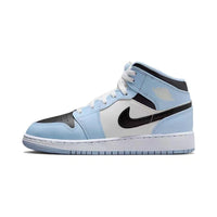 Mid Top Sneakers, Blue White Colorway, Lace Up Design, Casual Gift for Sneaker Fans