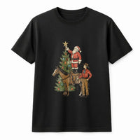 Country Rodeo Santa Riding Horse Tee, Western Christmas Cowboy Santa T-Shirt, Vintage Holiday Graphic Shirt, Cowgirl Christmas Present