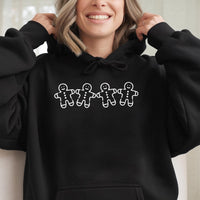 Adorable Minimalist Gingerbread Hoodie, Gingerbread Man Hoodie, Humorous Holiday Cookie Hooded Sweatshirt, Festive Christmas Pullover Present