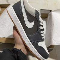 Low Top Sneakers, White Gray Colorway, Lace Up Design, Casual Gift for Sneaker Fans