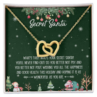 Christmas Holiday Heart Necklace, Secret Santa Interlocking Hearts Necklace, Two Heart Pendant Jewelry, Meaningful Xmas Present for Her