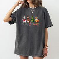 Humorous Christmas Silly Goose Graphic Tee, Merry Goosmas T-Shirt, Adorable Farm Animal Holiday Shirt, Retro Festive Season Xmas Top