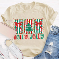 Personalized Family Name Holiday Shirt, Custom Christmas Tree Bow T-Shirt, Adorable Coquette Christmas Tree Tee, Xmas Family Matching T-Shirt