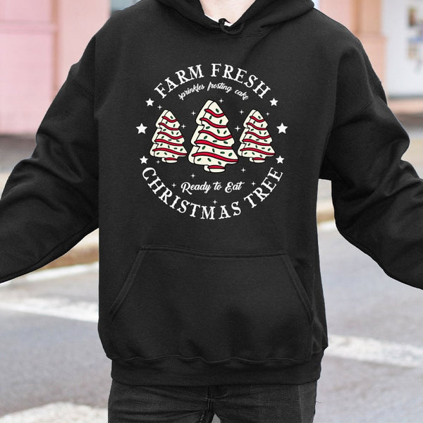 Cake Sprinkles Holiday Hoodie, Farm Fresh Christmas Tree Hoodie, Humorous Foodie Xmas Sweatshirt, Comfy Winter Graphic Hoodie