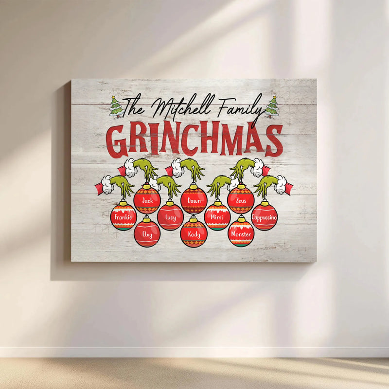 Personalized Name Canvas Print, Family Christmas Canvas Art, Holiday Digital Download, Christmas Wall Decor, Printable Family Canvas Art