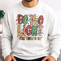 Christmas Lights Faith Sweater, Be the Light Matthew 5:14 Sweatshirt, Bible Verse Crewneck, Holiday Faith Sweatshirt, Christian Present