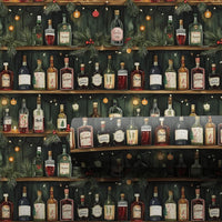 Liquor Bottle Shelves Gift Wrap, Holiday Bar Cabinet Wrapping Paper, Festive Wine Shelf Wrapping Paper, Adult Christmas Party Wrapping Paper