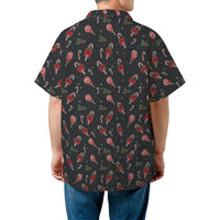 Festive Holiday Pattern Aloha Shirt, Christmas Candy Cane Hawaiian Shirt, Humorous Ugly Christmas Button Up Shirt, Winter Holiday Beach Shirt