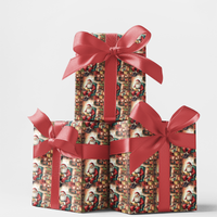 Vintage Christmas Santa Claus Gift Wrap, Reading Santa Wrapping Paper, Retro Holiday Wrapping Paper, Xmas Present Gift Wrapping Paper