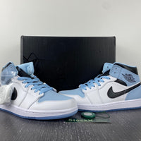 Mid Top Sneakers, Blue White Black Colorway, Lace Up Design, Casual Gift for Sneaker Fans