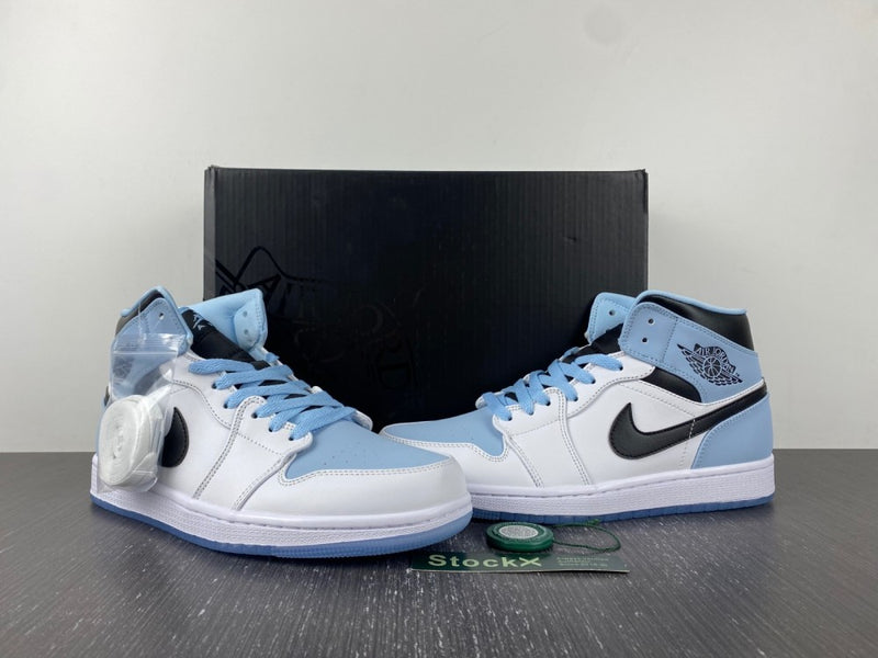 Mid Top Sneakers, Blue White Black Colorway, Lace Up Design, Casual Gift for Sneaker Fans