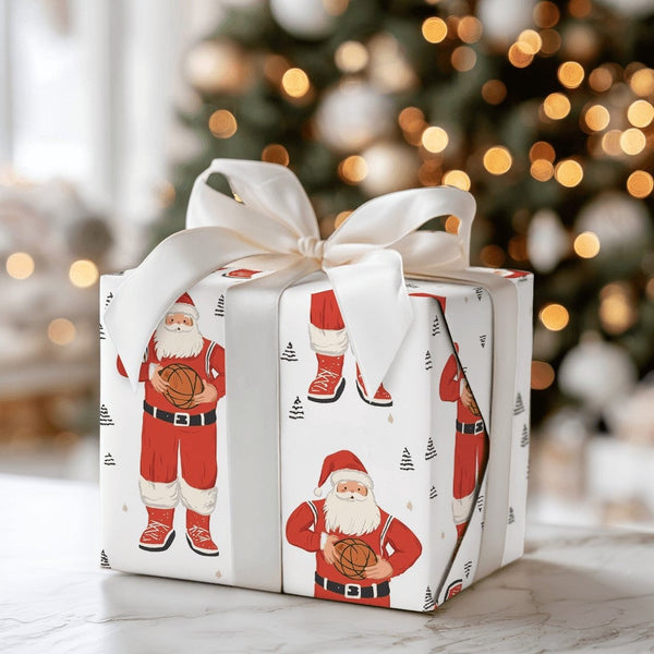 Sporty Christmas Gift Wrap, Basketball Santa Wrapping Paper, Basketball Sneaker Wrapping Paper, Athlete Basketball Gift Wrap,
