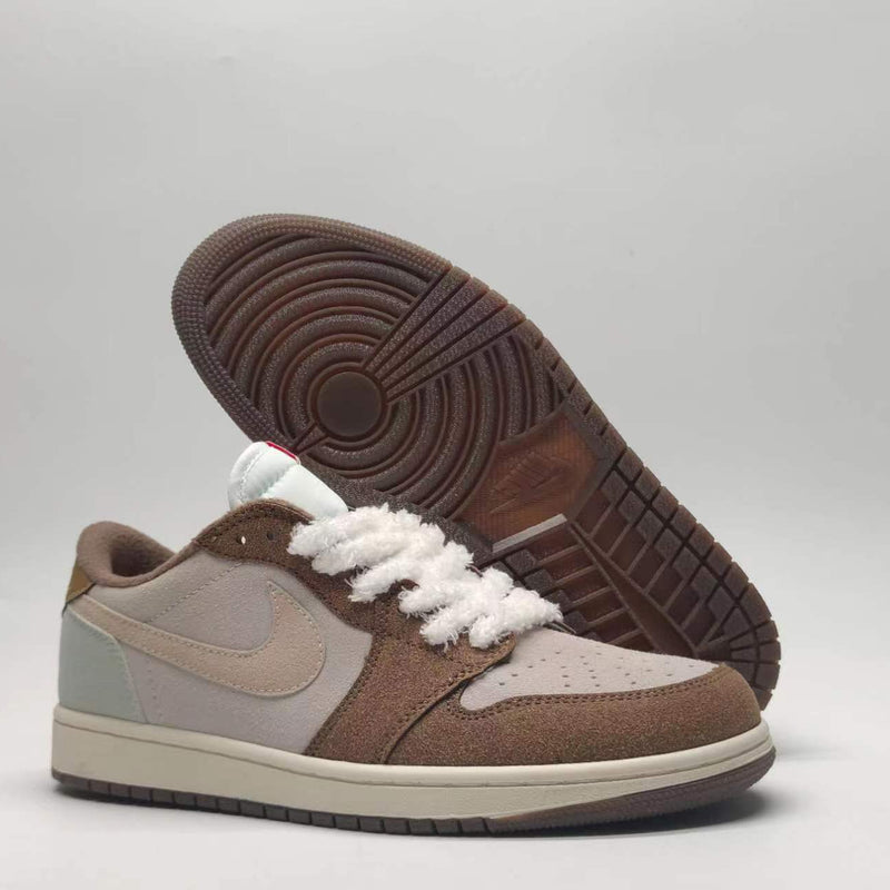 Low Top Sneakers, Brown White Colorway, Lace Up Design, Casual Gift for Sneaker Fans