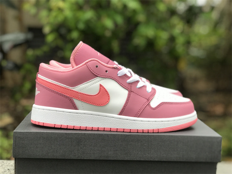 Low Top Sneakers, White Pink Colorway, Lace Up Design, Casual Gift for Sneaker Fans