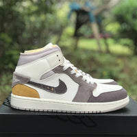 Mid Top Sneakers, White Brown Colorway, Lace Up Design, Casual Gift for Sneaker Fans