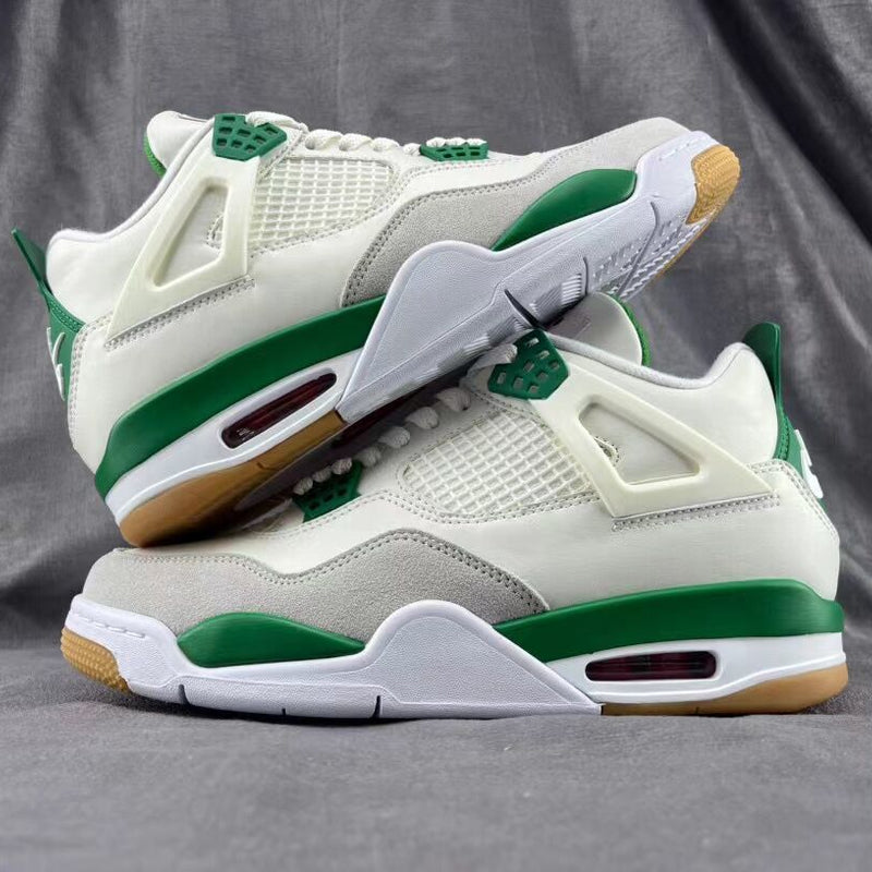 Sneakers, White Green Colorway, Lace Up Design, Casual Gift for Sneaker Fans