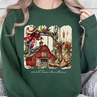 Western Barn Cowgirl Sweatshirt, Small Town Christmas Sweatshirt, Country Music Christmas Crewneck, Rustic Winter Graphic Sweatshirt