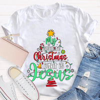 Christian Christmas T-Shirt, My Favorite Christmas Light Is Jesus Shirt, Religious Holiday Graphic Tee, Jesus Christmas Light Faith Shirt