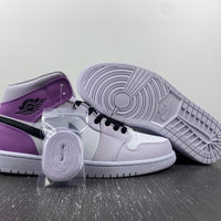 Mid Top Sneakers, White Black Purple Colorway, Lace Up Design, Casual Gift for Sneaker Fans