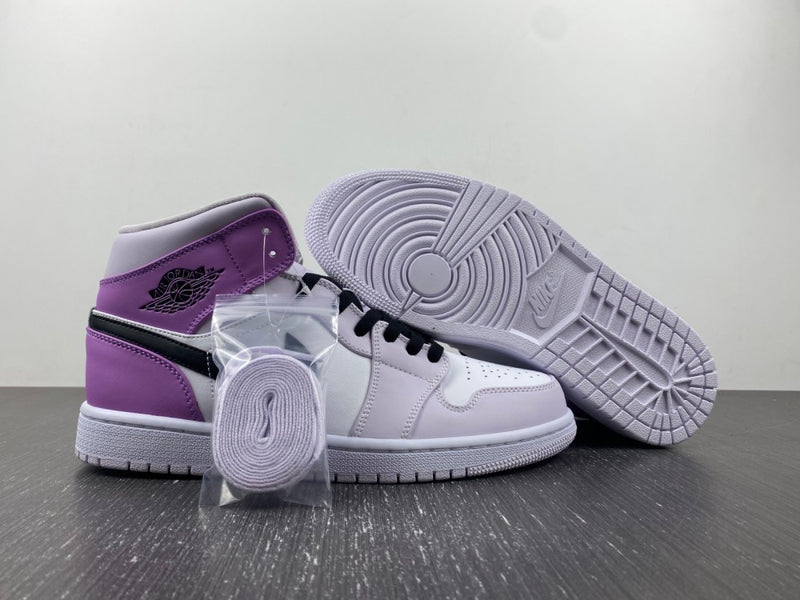 Mid Top Sneakers, White Black Purple Colorway, Lace Up Design, Casual Gift for Sneaker Fans
