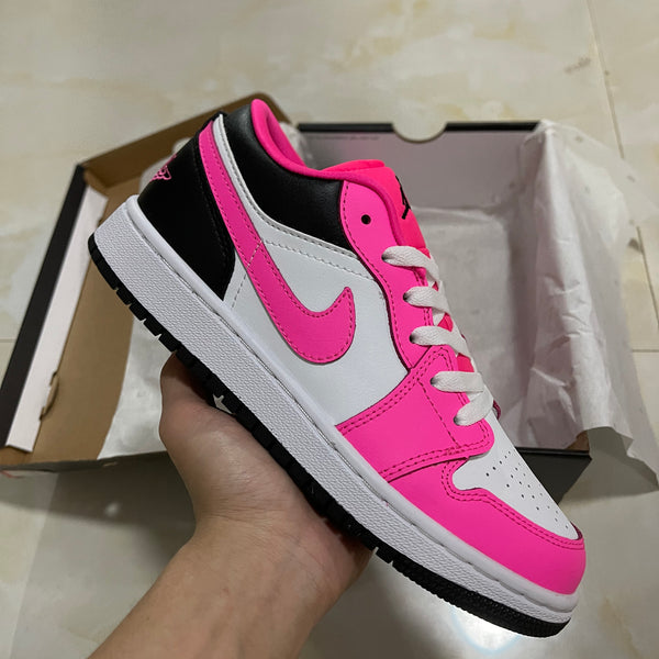 Low Top Sneakers, White Black Pink Colorway, Lace Up Design, Casual Gift for Sneaker Fans
