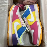 Low Top Sneakers, White Yellow Pink Colorway, Lace Up Design, Casual Gift for Sneaker Fans