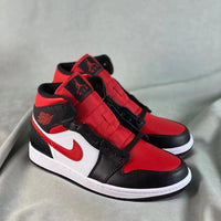 Mid Top Sneakers, White Black Red Colorway, Lace Up Design, Casual Gift for Sneaker Fans