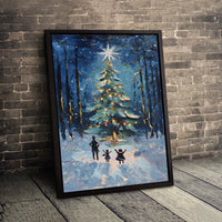 Snowy Forest Canvas Print, Christmas Tree Canvas Wall Art, Winter Holiday Canvas Art, Festive Oil Painting Wall Decor, Christmas Home Present